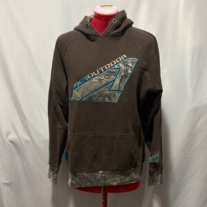 Women's Brown Realtree-Inspired Pullover Hoodie with Blue Accent